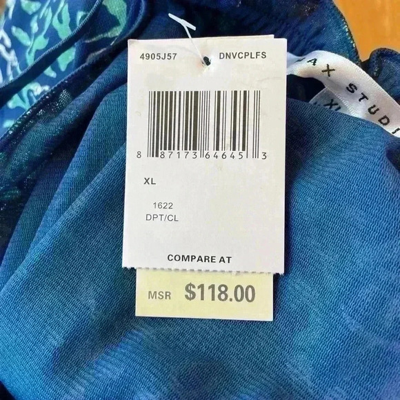 NWT WOMENS MAX STUDIO BLUE HALTER NECK SUMMER DRESS SIZE XL MSRP $118. - Picture 7 of 11